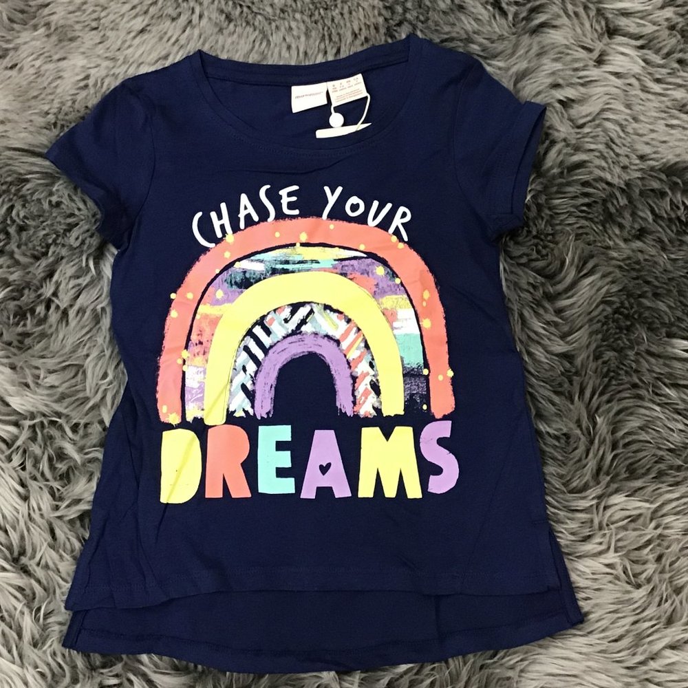 Manguun | Girl's "Chase Your Dreams" Rainbow T-shirt | Blue | | Various Sizes